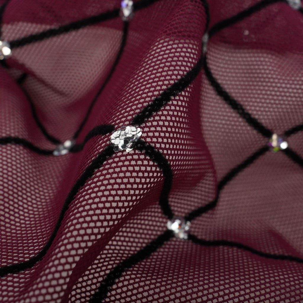 Diamonds Flocked Stretch Mesh Fabric | CDW
