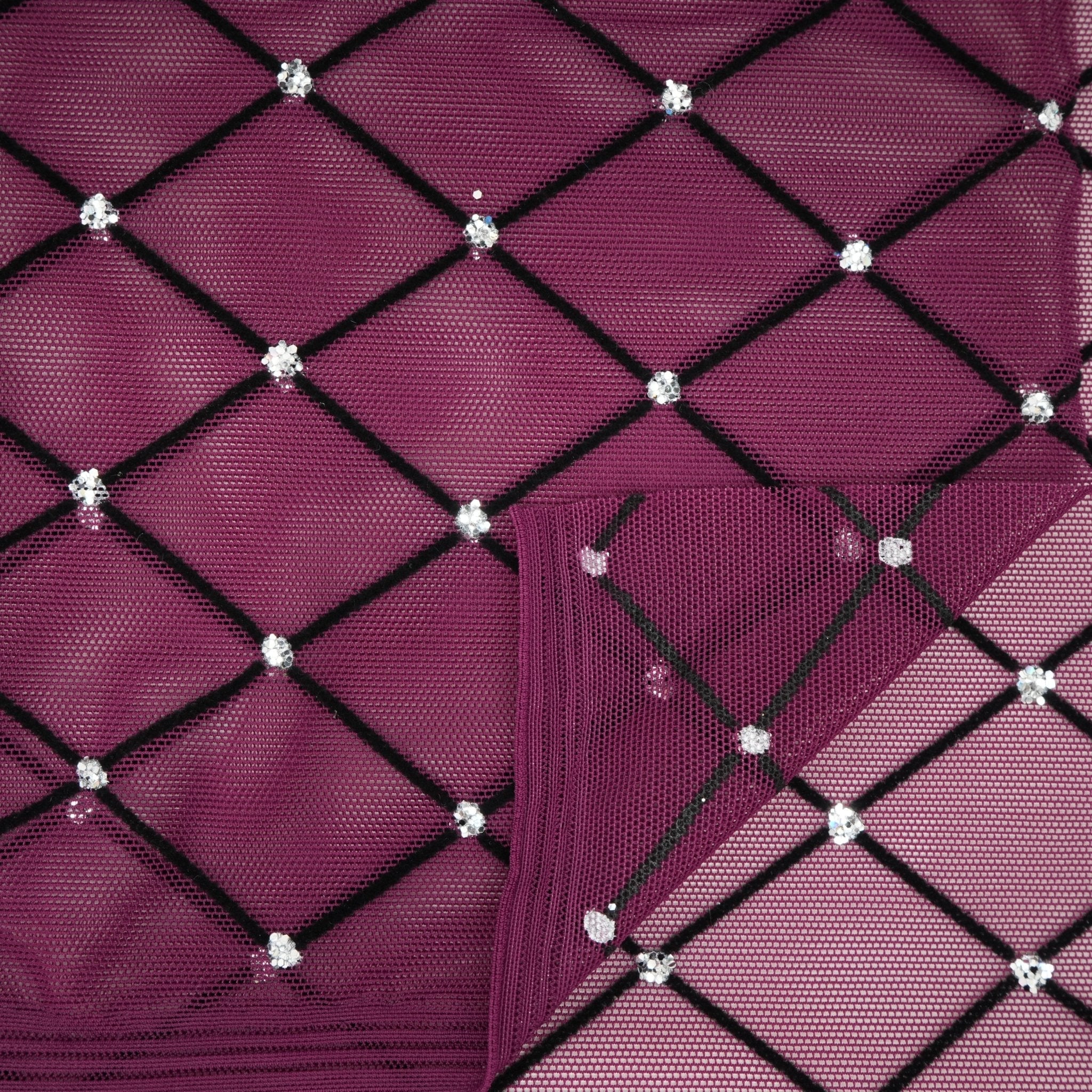Diamonds Flocked Stretch Mesh Fabric | CDW