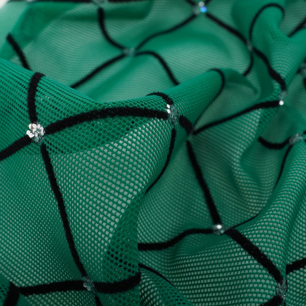 Diamonds Flocked Stretch Mesh Fabric | CDW