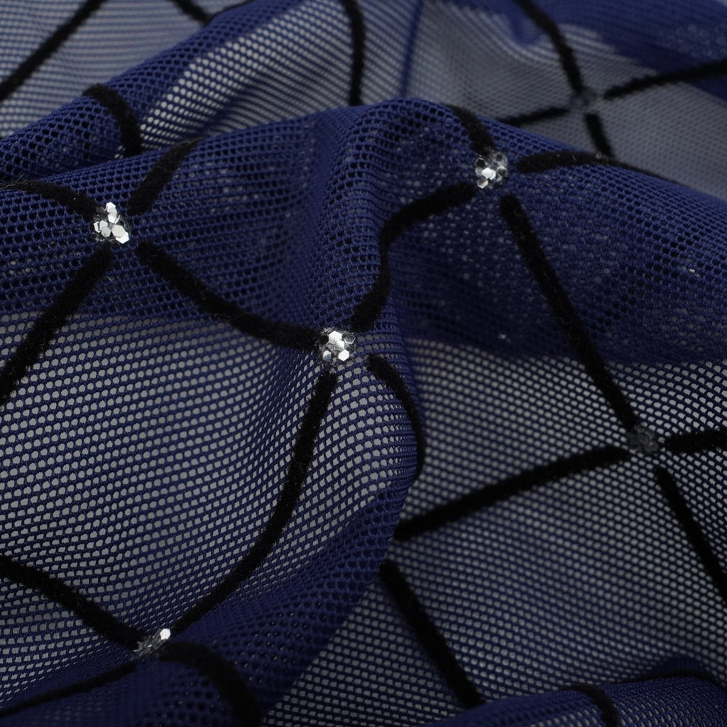 Diamonds Flocked Stretch Mesh Fabric | CDW
