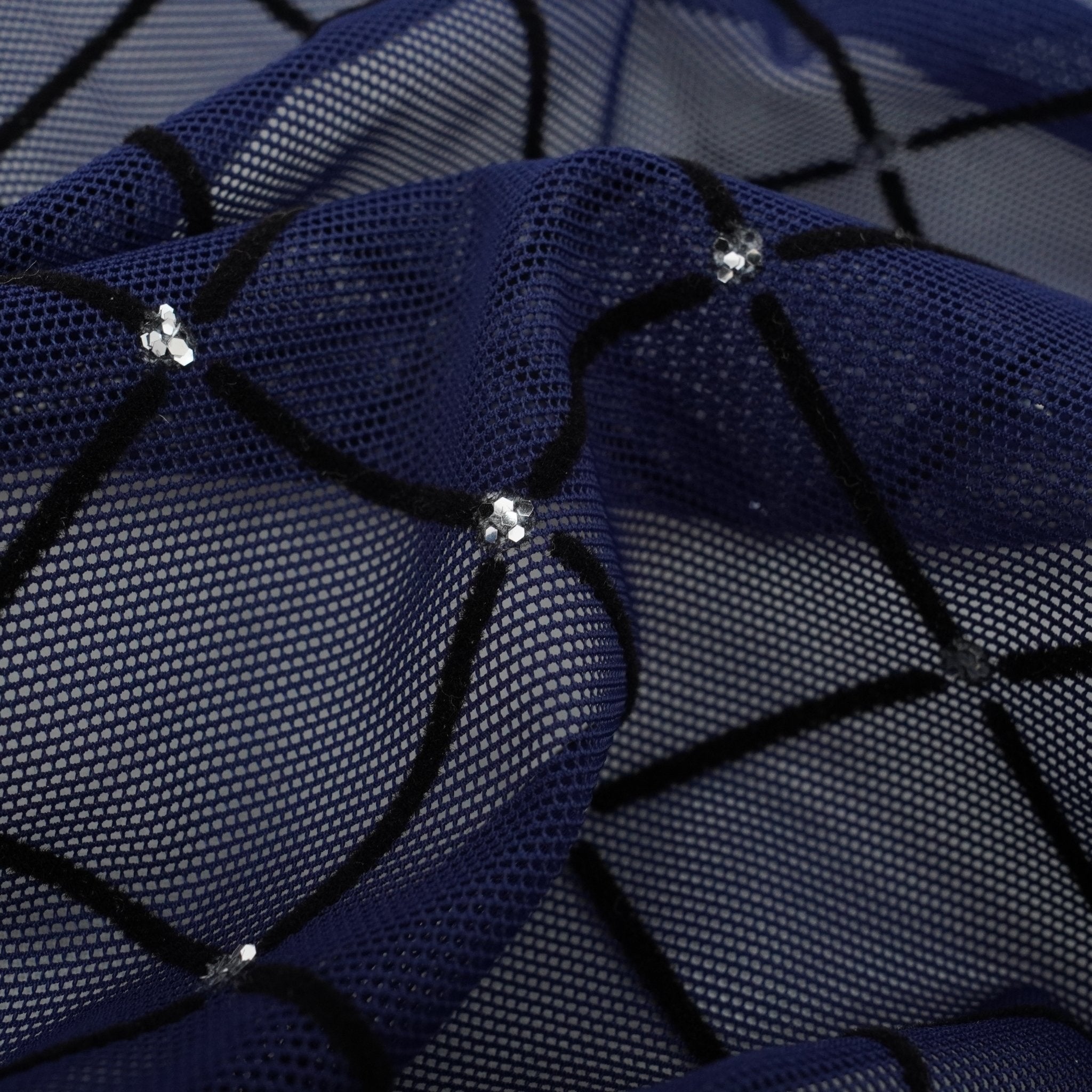 Diamonds Flocked Stretch Mesh Fabric | CDW