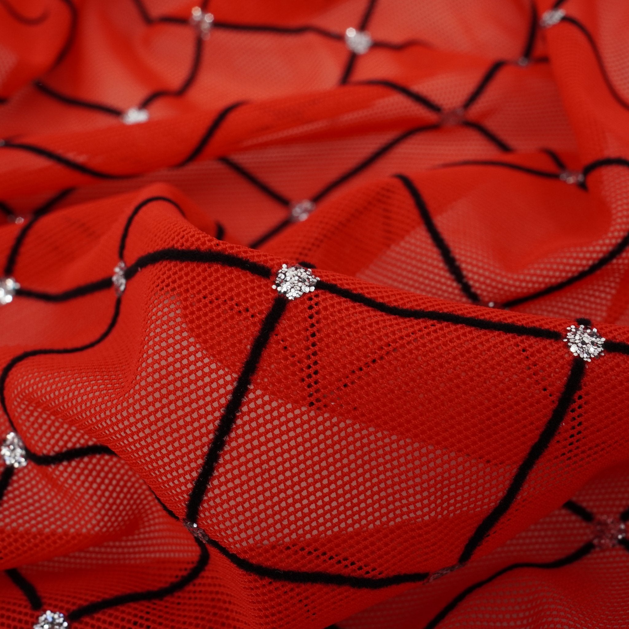 Diamonds Flocked Stretch Mesh Fabric | CDW