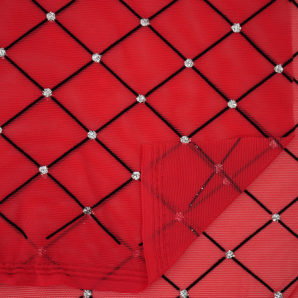 Diamonds Flocked Stretch Mesh Fabric | CDW