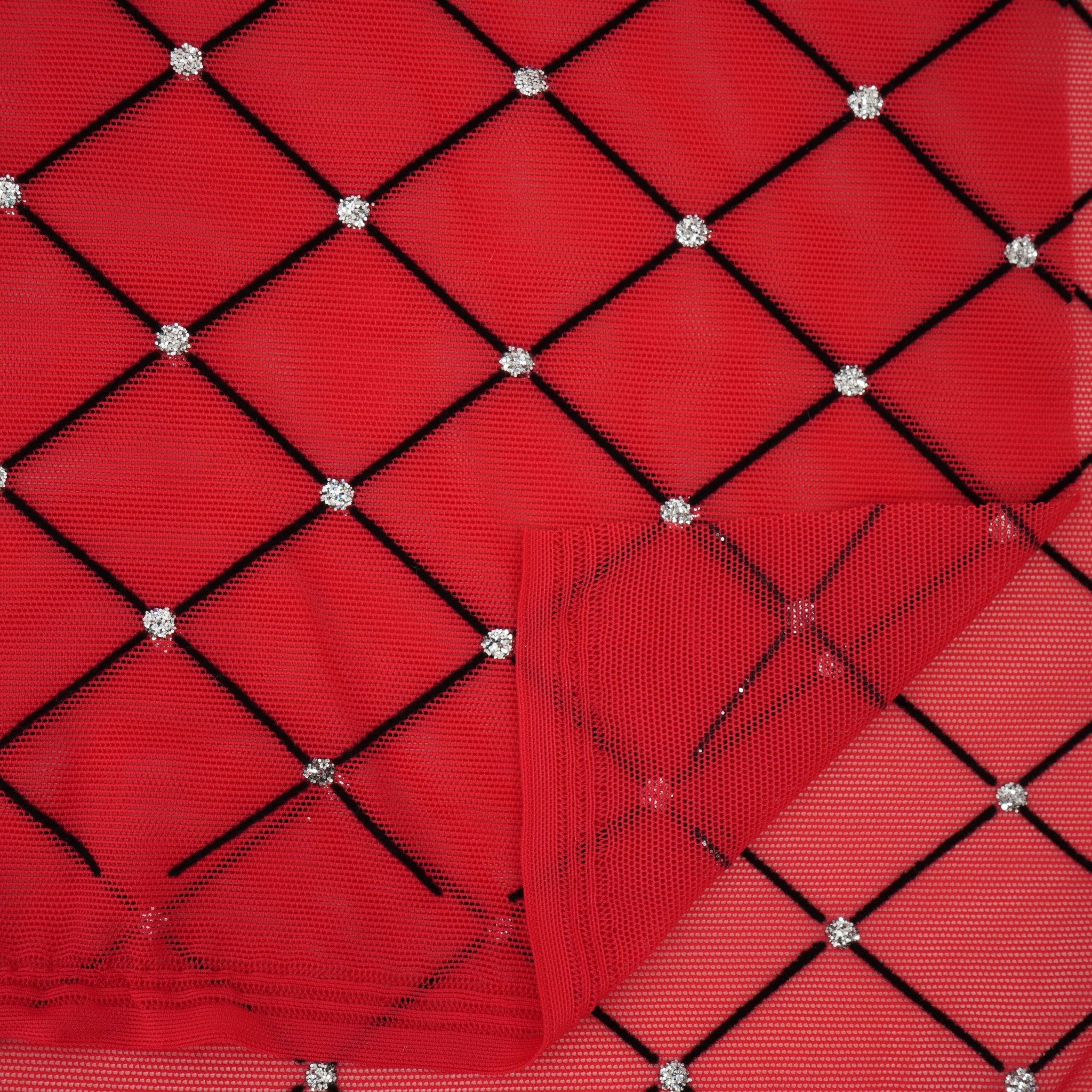 Diamonds Flocked Stretch Mesh Fabric | CDW