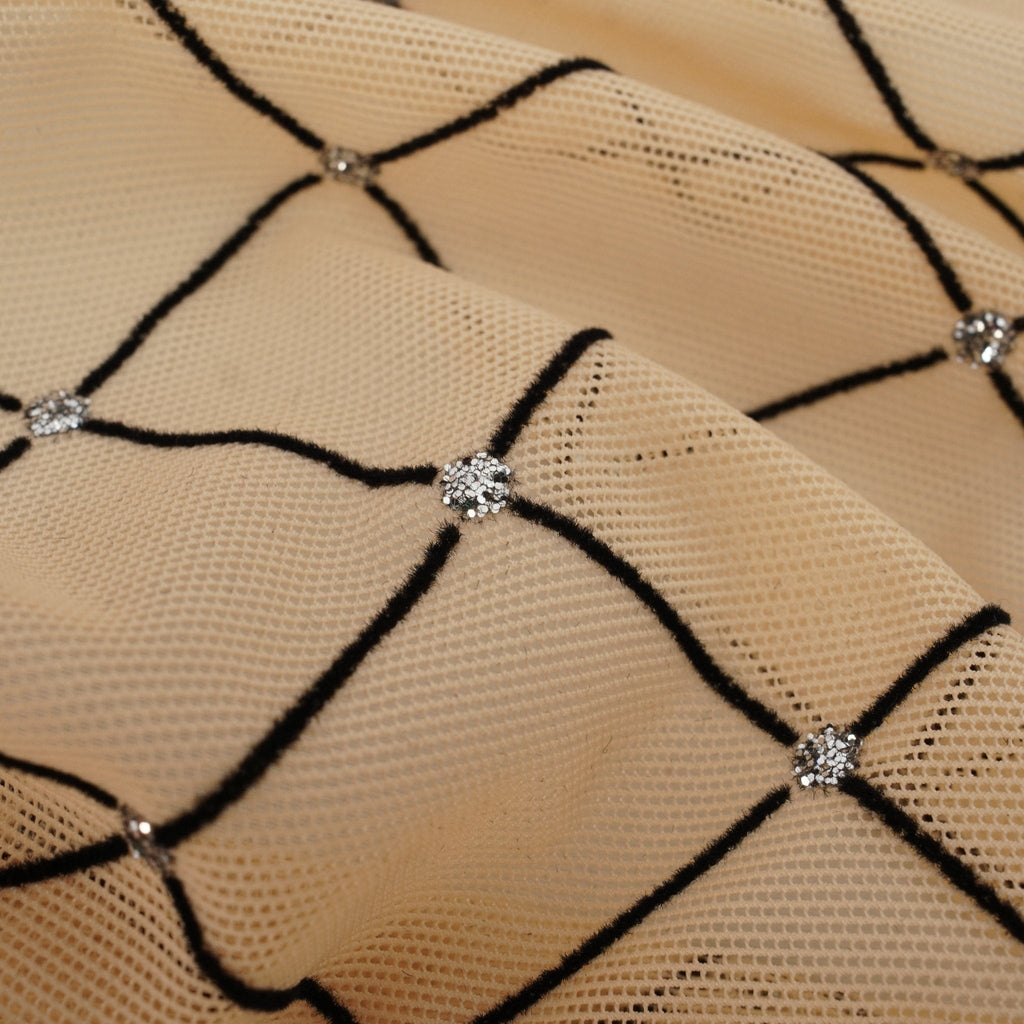 Diamonds Flocked Stretch Mesh Fabric | CDW