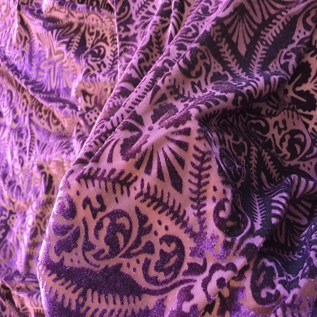 Lili Damask Burnout Stretch Velvet Fabric
