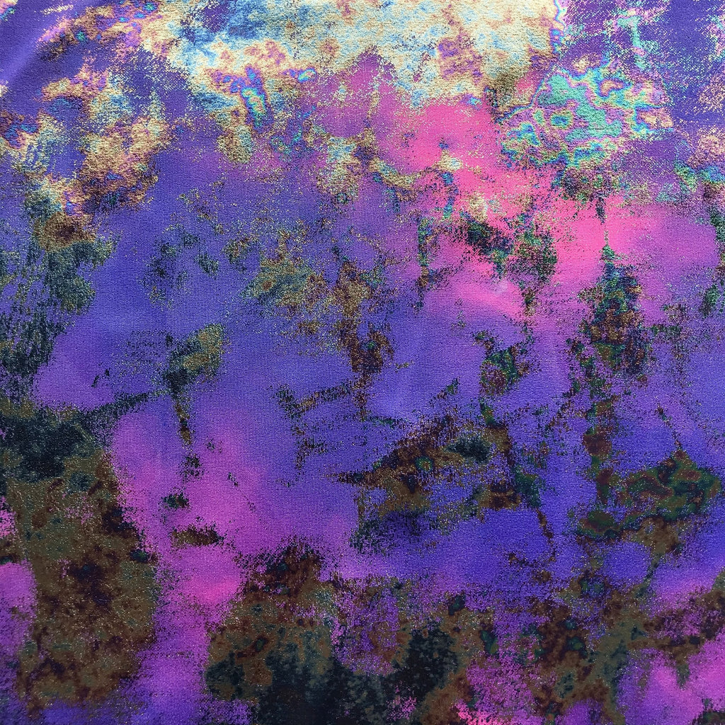 Funky Clouds Foil Printed Spandex Fabric | CDW